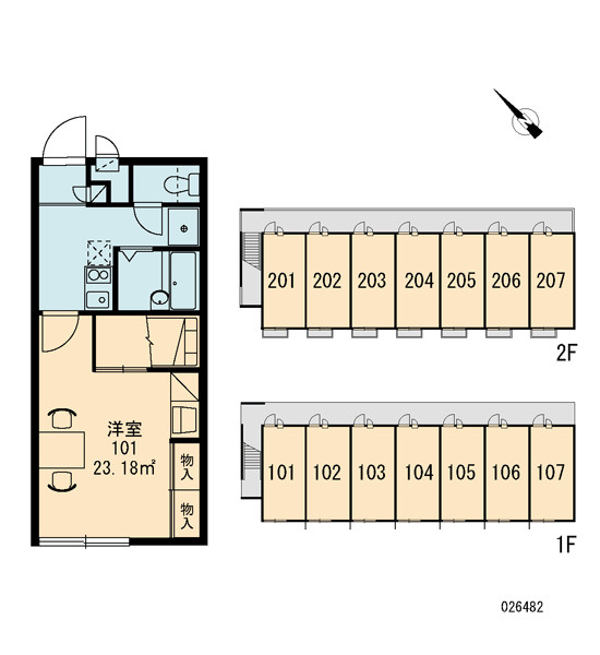 レオパレスMidoriⅢの区画図|画像3