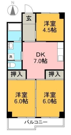 第３山崎マンションの間取り|間取り図