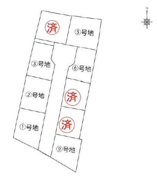 土佐市高岡町丙　3号地　建築条件なし　売土地（全9区画）の区画図|3号地