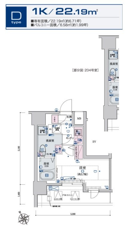リヴシティ横濱新川町弐番館の間取り