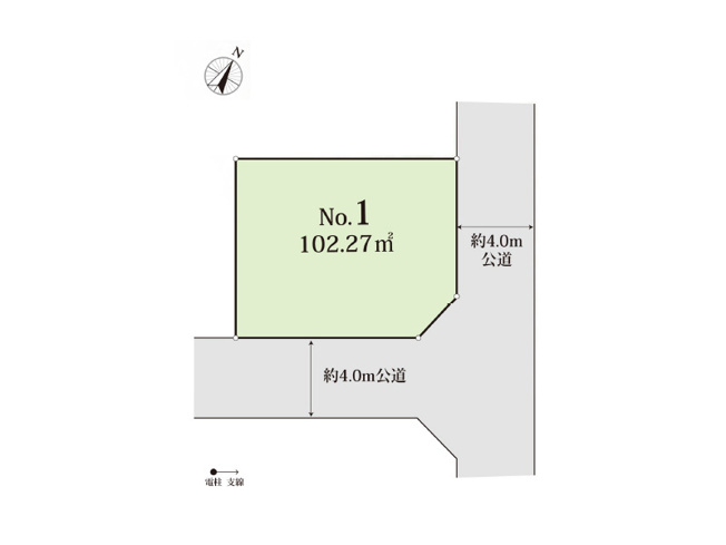 【土地図】 | 富士見市諏訪1丁目　建築条件無売地　全1区画　(ふじみ野店) | 陽当たり・風通し良く開放的な南東角地。