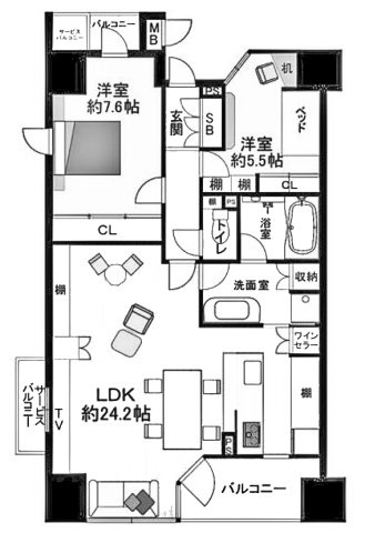 【間取り】 | ザ・京都レジデンス四条河原町 | 専有面積82.96㎡