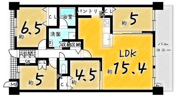 藤和三条山ノ内ホームズの間取り