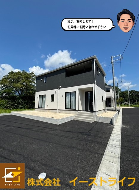【新築戸建】常磐西郷町第8※子育て支援対象※の外観|1号棟写真　いつでもご案内いたします！お気軽にご連絡ください！（担当：梶田　Tel：080-9052-9009）