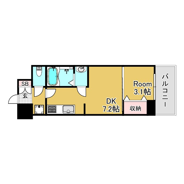 神戸市兵庫区浜崎通の賃貸マンションの間取り