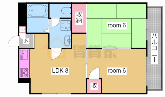 神戸市兵庫区駅南通２丁目の賃貸マンションの間取り