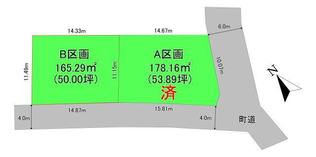【売地】中山町大字長崎字町浦の土地図
