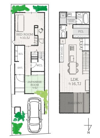 長岡京市神足垣外ケ内　モデルハウス仕様　未入居物件の間取り