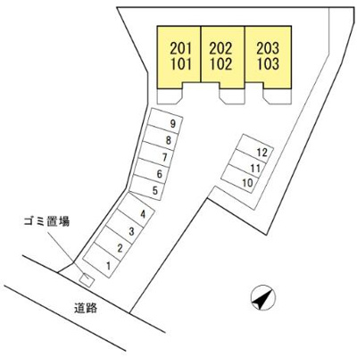 【区画図】 | ウィット室積3　１LDKBHTW