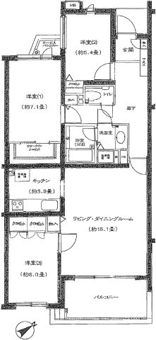 【間取り】 | マートルコート文京西片 | 88.67㎡/3LDK【マートルコート文京西片】