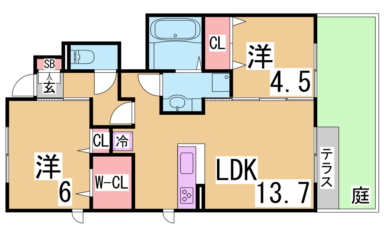 神戸市須磨区多井畑字前所のアパートの間取り