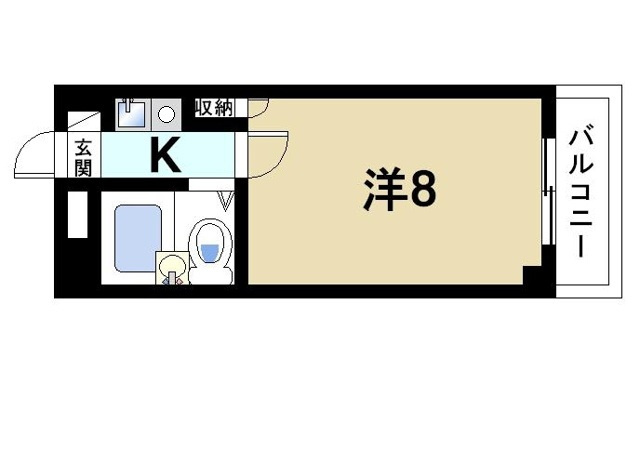 メゾンアンテルナ奈良の間取り|お一人暮らしにピッタリの1Ｋのお部屋です。