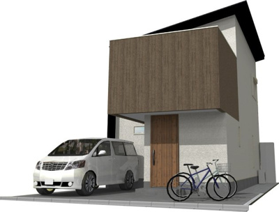 【外観パース】 | 浜田町5丁目売土地 | 建物プラン例（3LDK）建物価格1680万円、建物面積85.05m2