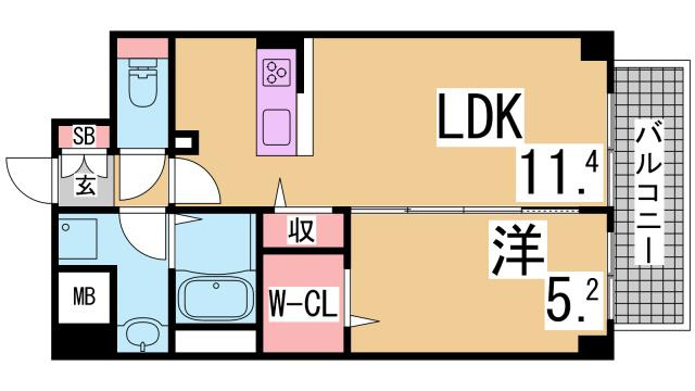 神戸市長田区北町１丁目の賃貸マンションの間取り