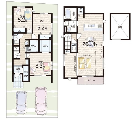 尼崎市大島　第１期　新築一戸建ての間取り|1号地