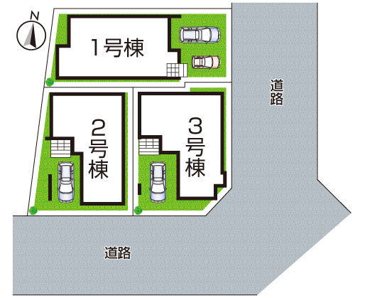 尼崎市大島　第１期　新築一戸建ての区画図|全３区画
