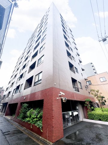 レクセルマンション錦糸町の外観|ダークブラウンのタイル張りの外観