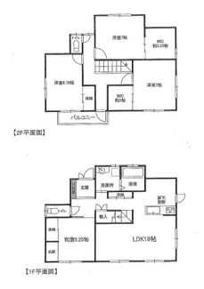 【間取り】 | 木更津市真舟　中古戸建　木更津駅 | ４LDK！収納スペース豊富な間取りです♪
ウォークインクローゼット２か所設けました。
リビングは18帖と広々！開放感があります♪
１階の和室は客間としてもピッタリです。
家事・動線にも優れています！！