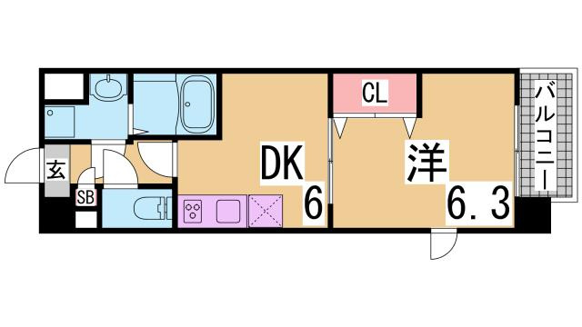神戸市須磨区南落合１丁目の賃貸マンションの間取り