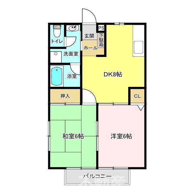 Ｋ２コーポラス十五社の間取り
