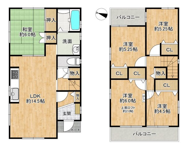 御幣島6丁目中古戸建の間取り|◆5LDK＋ロフト！各部屋に収納があり、収納充実です！
◆ロフトにシーズンオフ物を片付けられ重宝します！
◆売主様居住中につき、事前予約をお願いいたします！