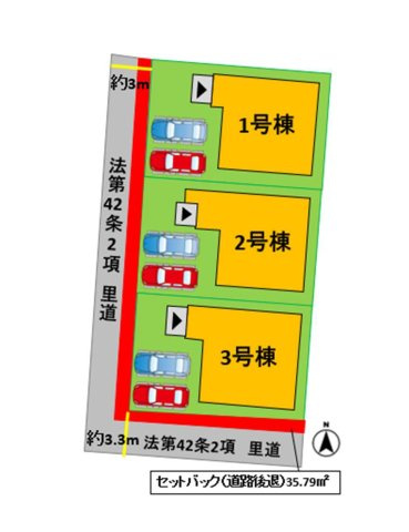 熊本市西区新土河原2丁目第1-3棟（3号棟）　の区画図|配置図（3号棟）