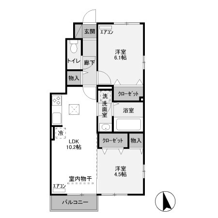 【間取り】 | ミッドパレス市場町　Ⅱ