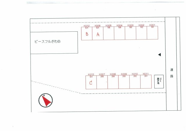 ピースフルさわＢの区画図|駐車場
