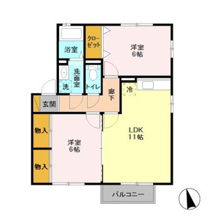 【間取り】 | エスコルタ新町 C