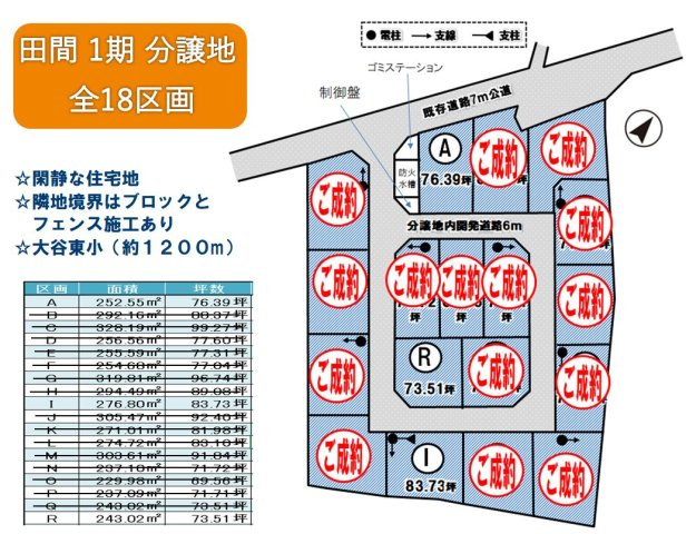 《分譲地》小山市横倉分譲地　全18区画の区画図|最新の販売状況です♪建築条件全て外れました☆