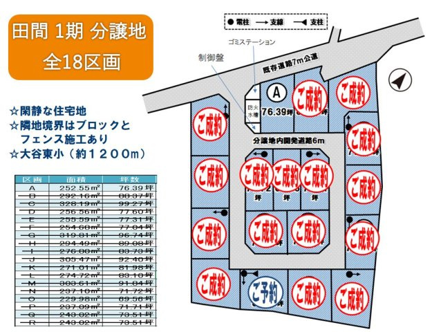 《分譲地》小山市横倉分譲地　全18区画の区画図|最新の販売状況です♪建築条件全て外れました☆