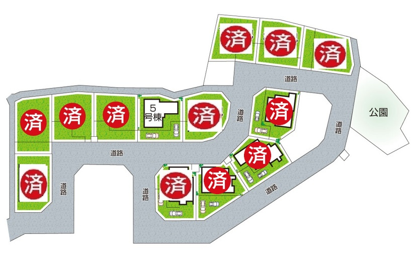 八幡市八幡福禄谷　新築一戸建ての区画図|全１３区画　前面道路６ｍ