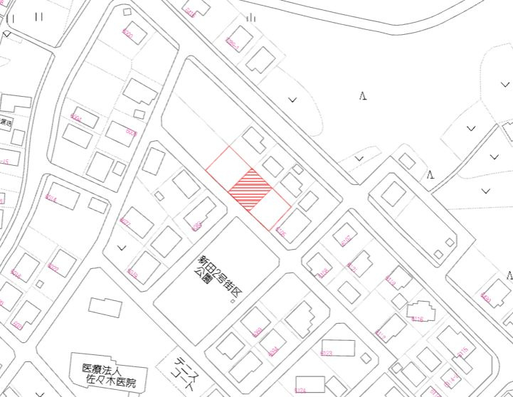 都城市高崎町大牟田の売地の土地図
