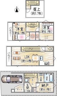 【間取り】 | 安倉西2丁目 | 2SLDK