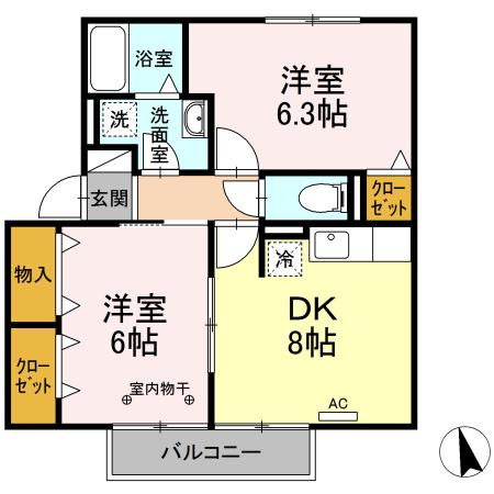 プレミール ボヌール　Dの間取り