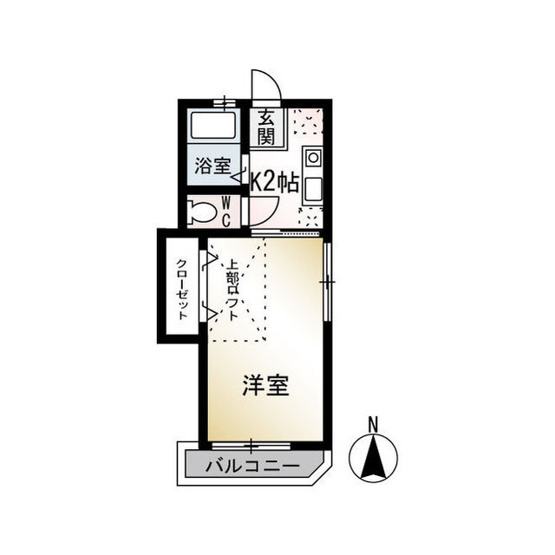 【間取り】 | ハイツ茅ヶ崎 | 23.21㎡。洋室7.5畳・ロフトあり