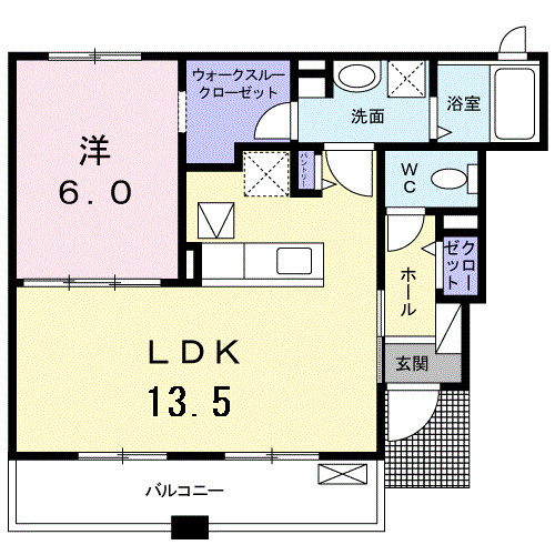 レインボー國府　Ｄの間取り