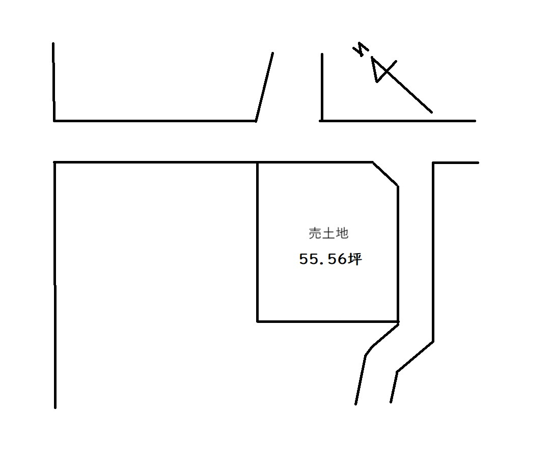 貝塚市橋本売土地（角地）の土地図|東側・南側も道路があり日当たりも、風通しも良いお土地です