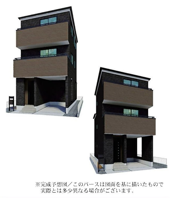 吉川市栄町　新築戸建　全1棟の外観パース|【完成予想図】「吉川」駅バス5分、『平沼郵便局前』停歩2分！