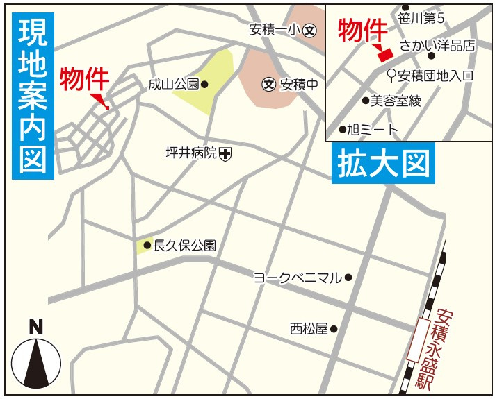 郡山市安積町笹川第6　CradleGarden　全2棟の地図