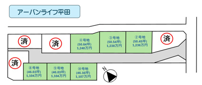 【区画図】 | アーバンライフ平田　9号地 | ◆◆１～１０号地販売中◆◆