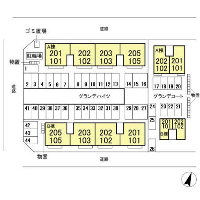 【区画図】 | グラン・デ・ハイツ B