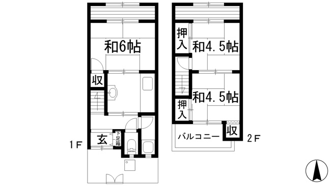 【間取り】 | 絹延町テラスハウス（6戸1）