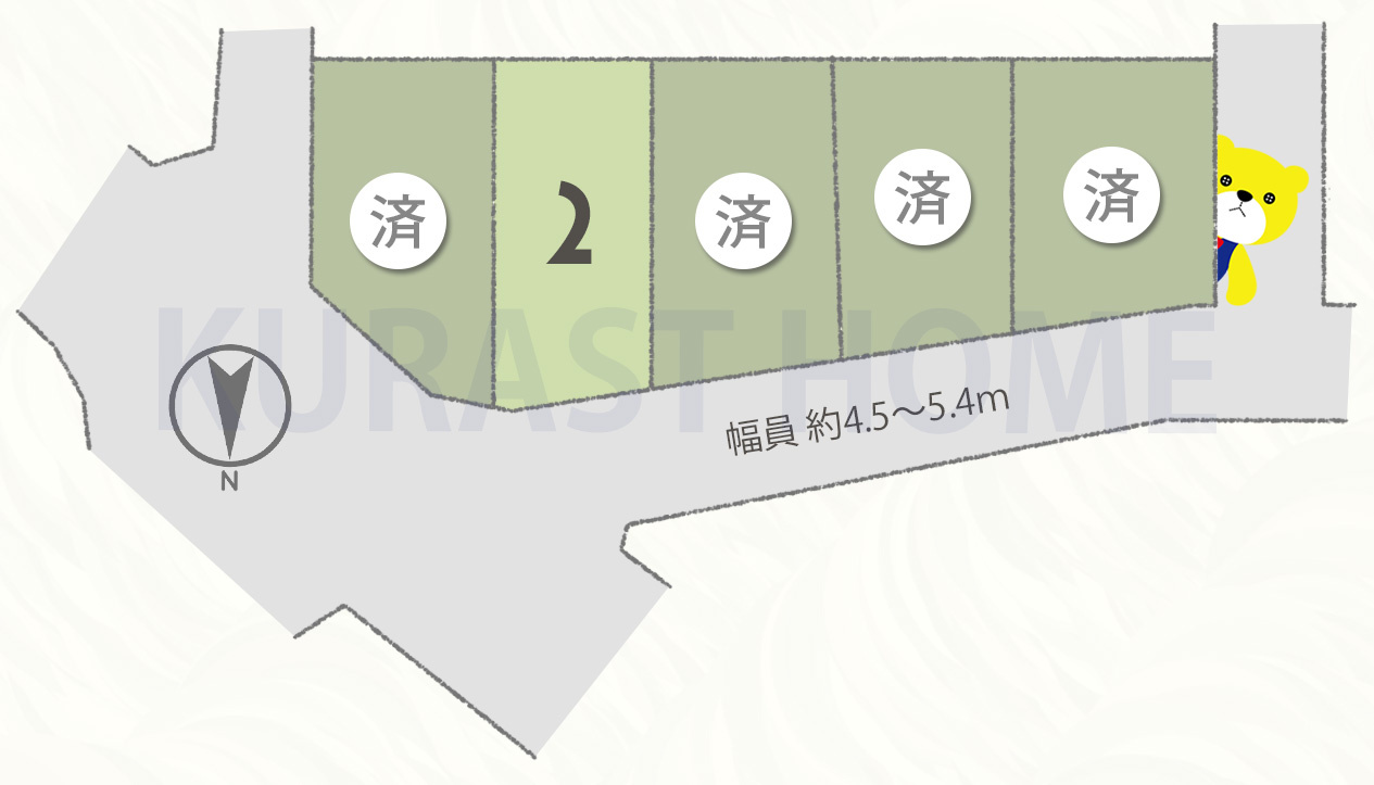 長岡京市開田1丁目　建築条件なし土地の区画図