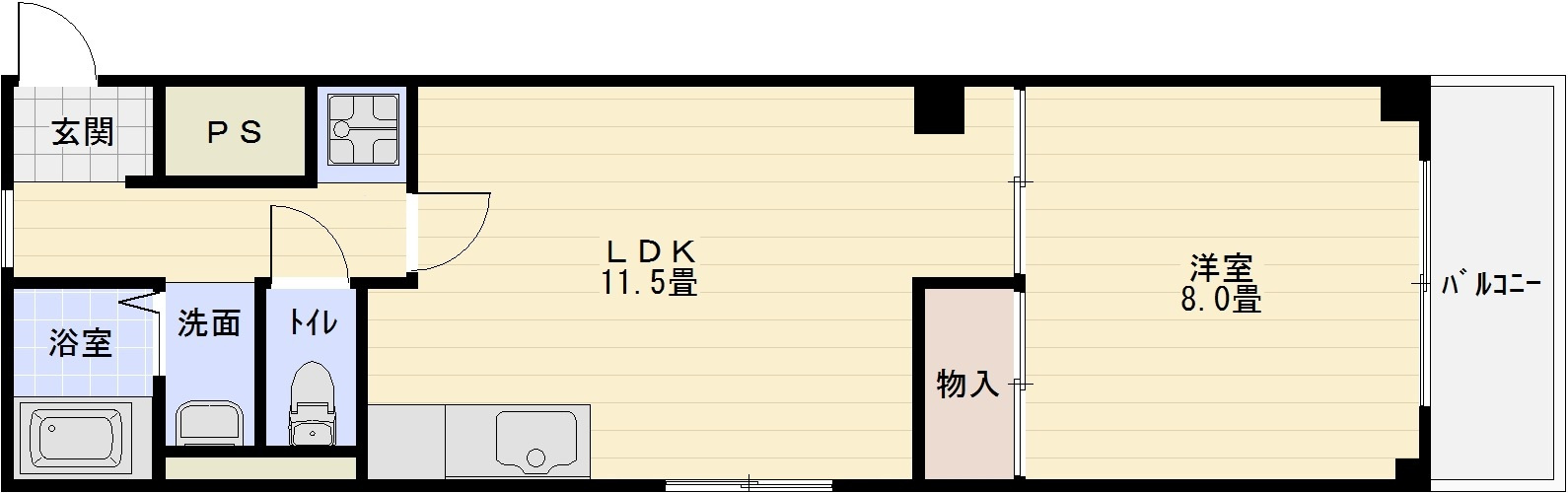 ニドムコートの間取り|柏原市　1LDK