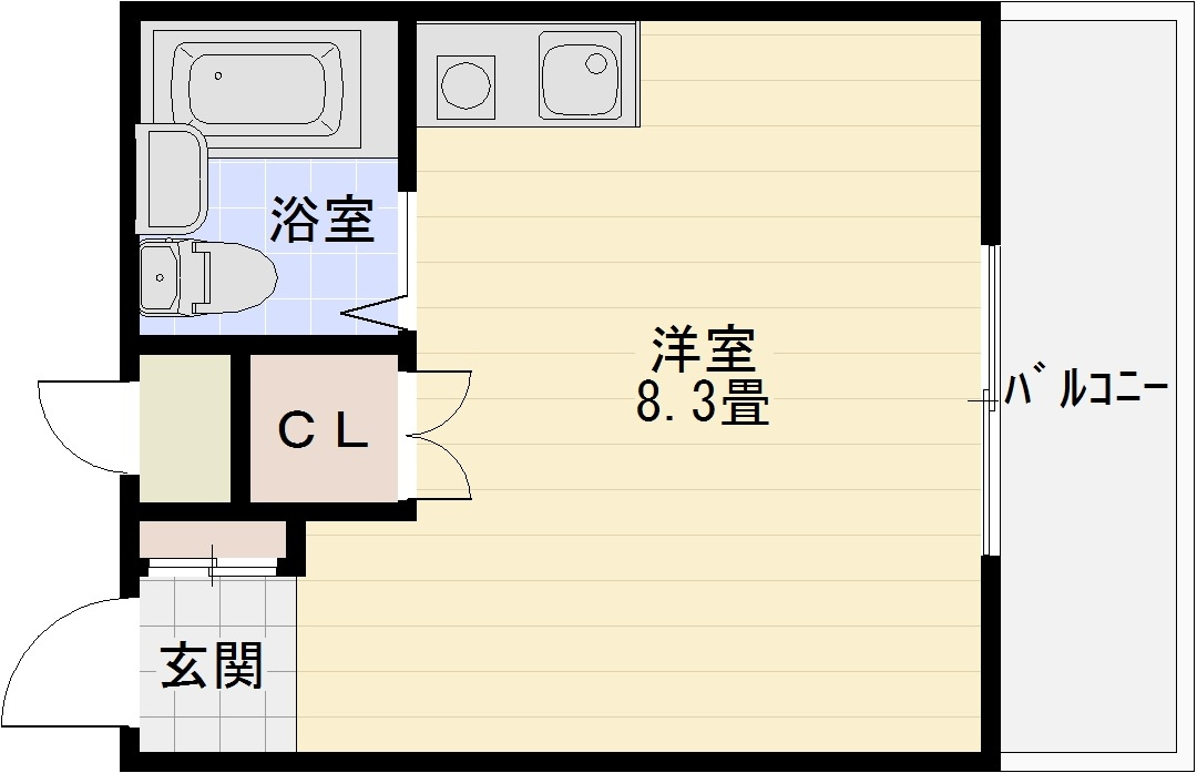 オレンジハウス1の間取り|柏原市国分西2丁目　1R　ワンルーム　河内国分駅　大阪教育大学　関西福祉科学大学