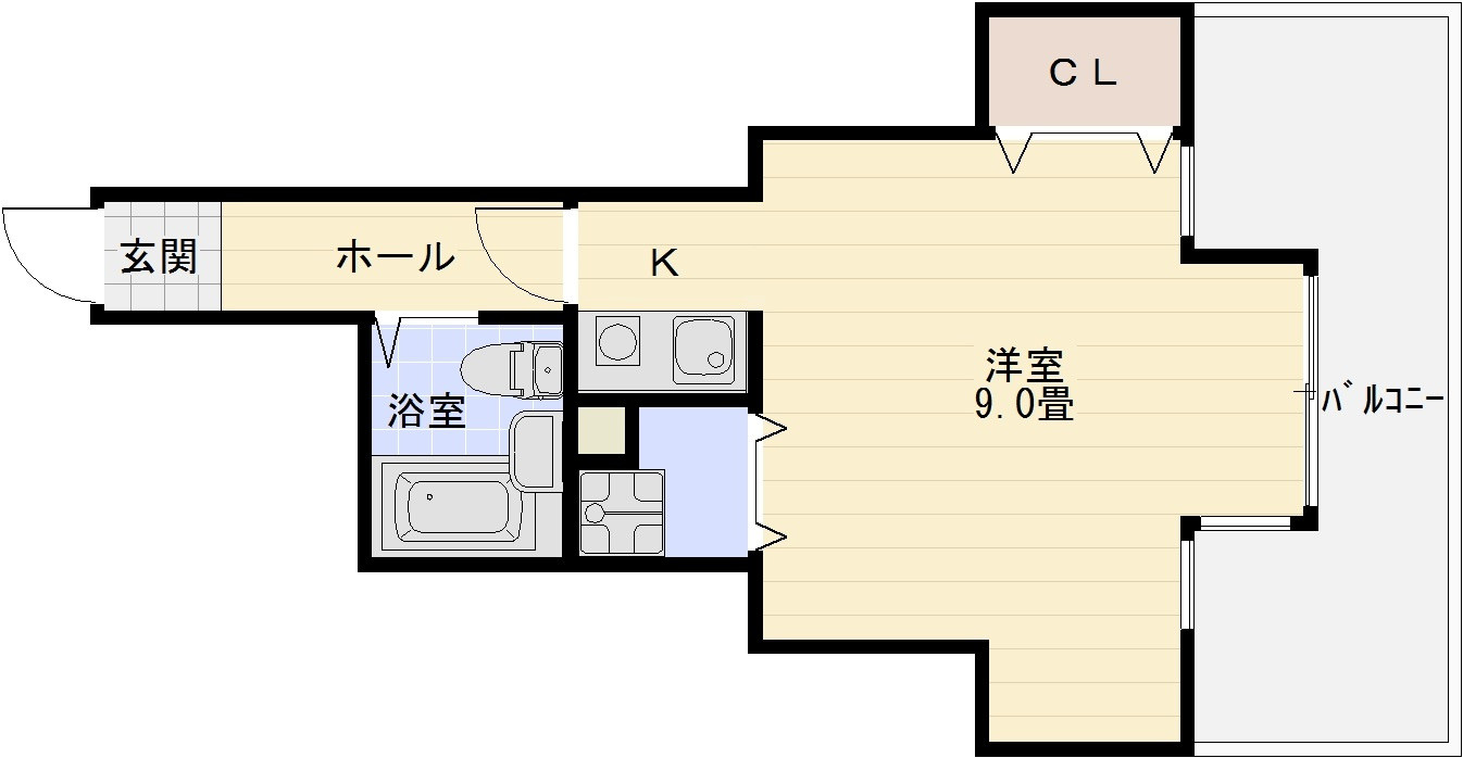 ハイネス石川の間取り|ハイネス石川（河内国分駅・道明寺駅）　間取り　1K