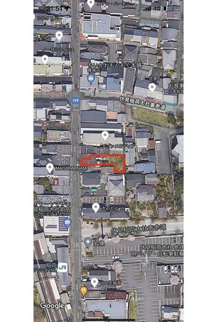 深草稲荷御前町貸地の地図