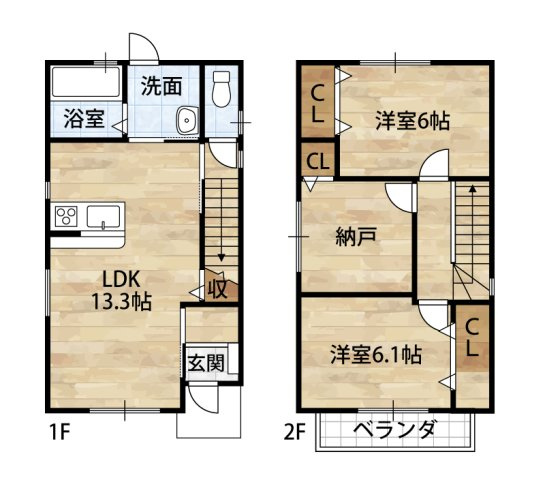 シアラ直川小学校前・デザイナーズ戸建賃貸・95045の間取り