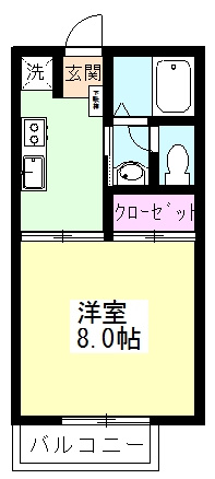 フェニックス小川２号棟の間取り|洋室８帖の広い間取りのお部屋です